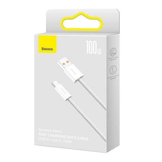 Data кабель USB Baseus 1м Type-C 100 Вт CALD000602, белый