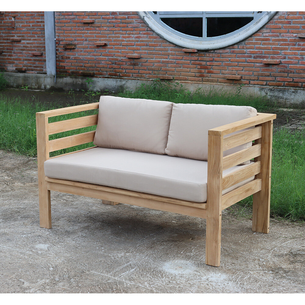Скамейка из тика Lite Oviglio с подушками - фотография № 1