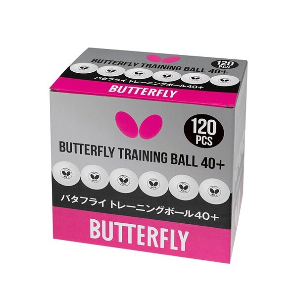 Мячи для настольного тенниса Butterfly Training 40+ Plastic Box x120 White