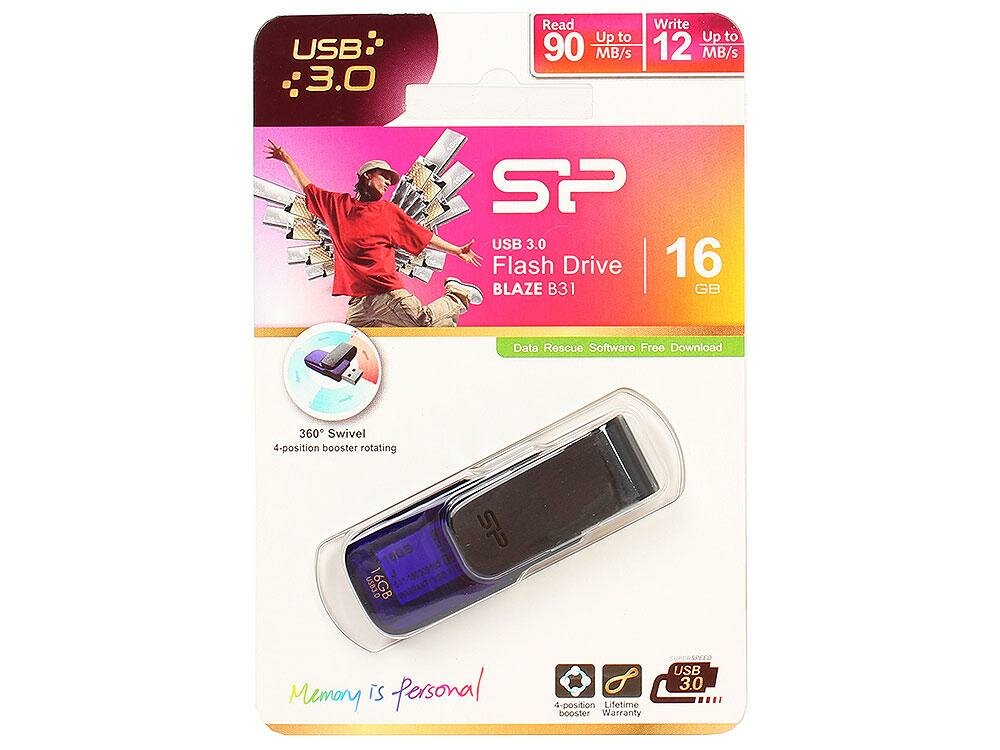 Внешний накопитель 16GB USB Drive Silicon Power Blaze B31 Purple (SP016GBUF3B31V1U)