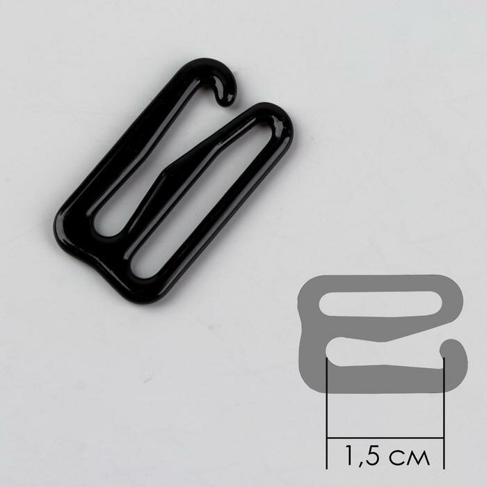 Набор для бретелей металлический: крючки, кольца, регуляторы, 15 мм, цвет чёрный - фотография № 4