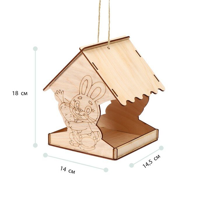 Кормушка для птиц Sima-land "Новогодний заяц", 14х14,5х18 см (9270835) - фотография № 3