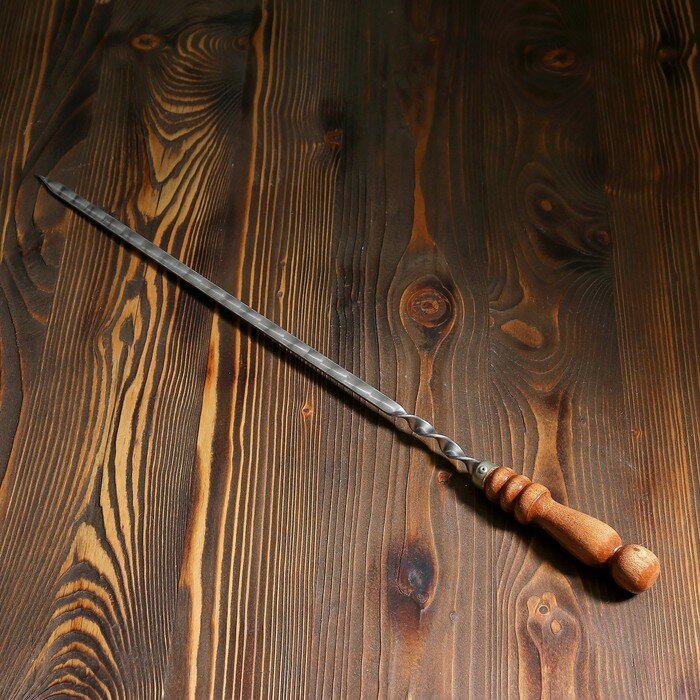 Шампур узбекский 62см, деревянная ручка, (рабочая часть 40см), с узором - фотография № 4