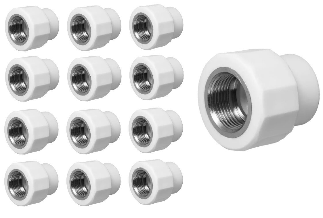 фото Муфта переходная с внутренней резьбой 25 мм x 3/4" полипропиленовая PPR белая Valfex (1шт)