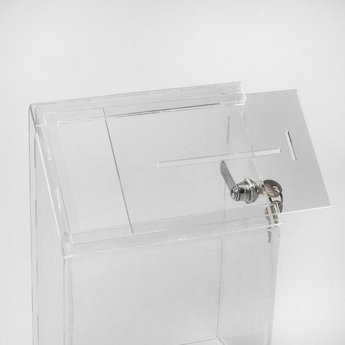 Ящик для сбора денег с врезным замком, оргстекло, В защитной плёнке - фотография № 3