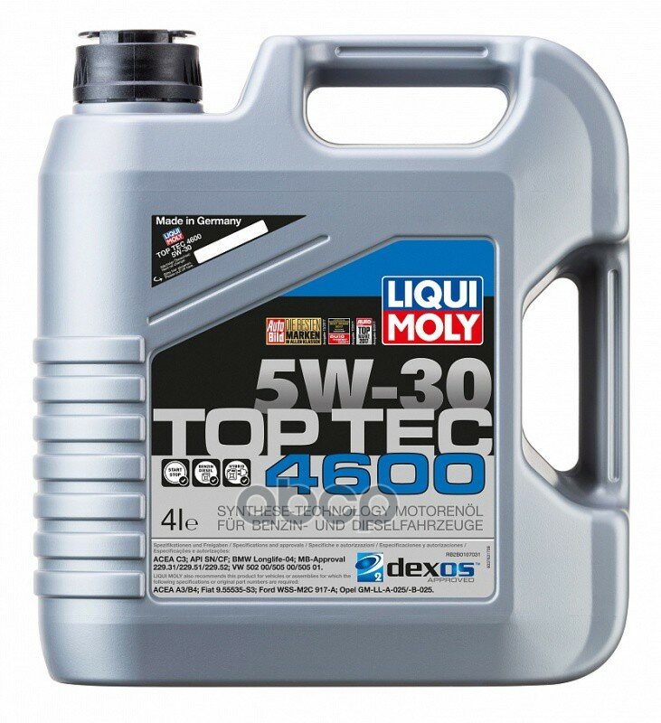 Liqui moly Liquimoly 5w30 Top Tec 4600 (4l)_масло Мот.! Hc-Синт Api Sm/Cf,Acea C3,Mb-229.51,Bmw Longlife-04