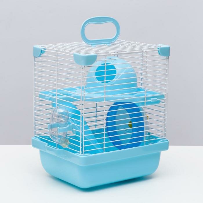 Пижон Клетка для грызунов укомплектованная, 23 х 19 х 28 см, голубая - фотография № 1