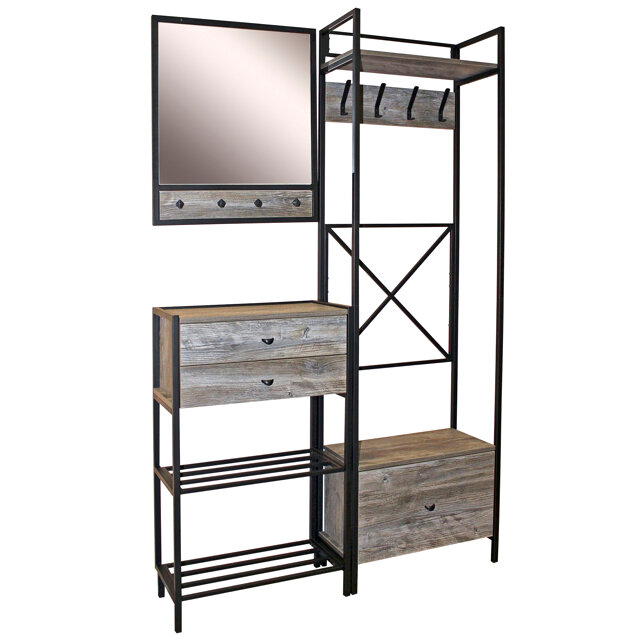 фото Зеркало с крючками 720х600мм сосна пасадена металл/лдсп