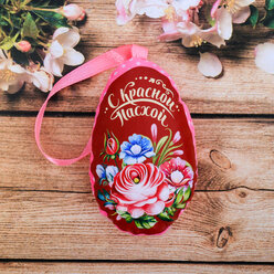 Пасхальный сувенир на ленте «С Красной Пасхой» (цветы), 6 х 8 см