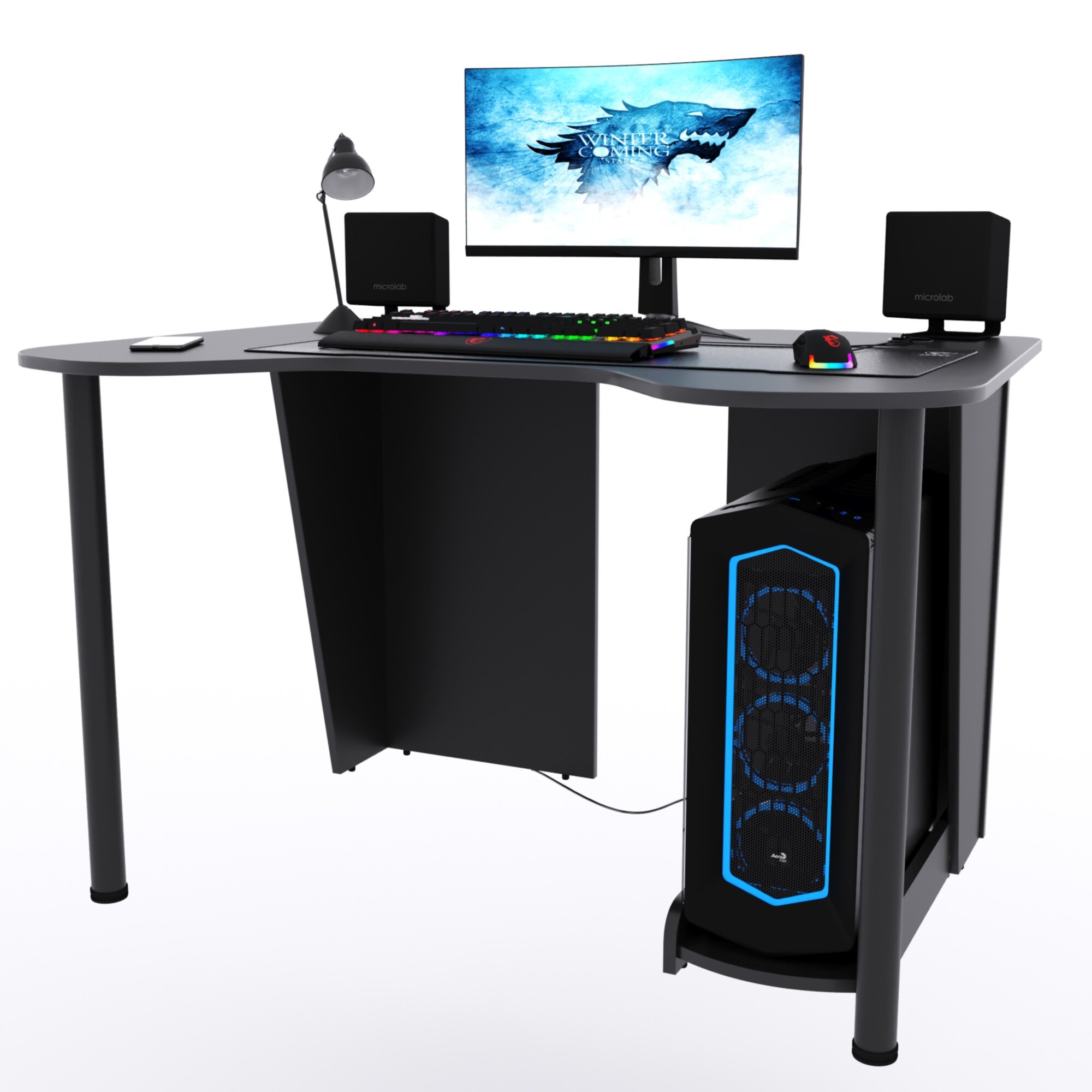 Игровой компьютерный стол "Старк" c подставкой для ПК, 120x90x75 см, чёрный - фотография № 4