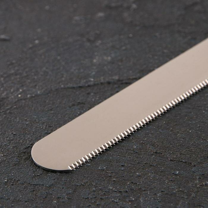 Нож для бисквита мелкие зубцы, рабочая поверхность 35 см, деревянная ручка - фотография № 2