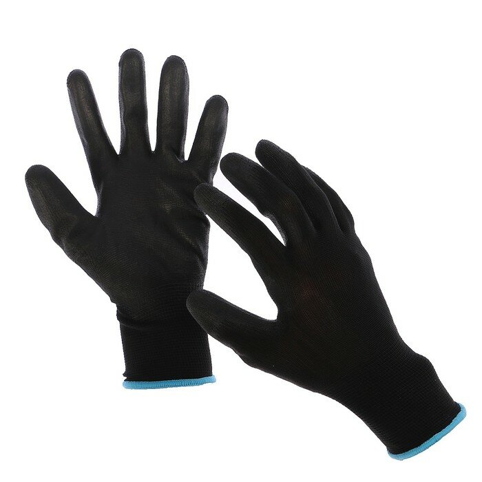 Greengo Перчатки нейлоновые, с латексной пропиткой, размер 9, чёрные - фотография № 1