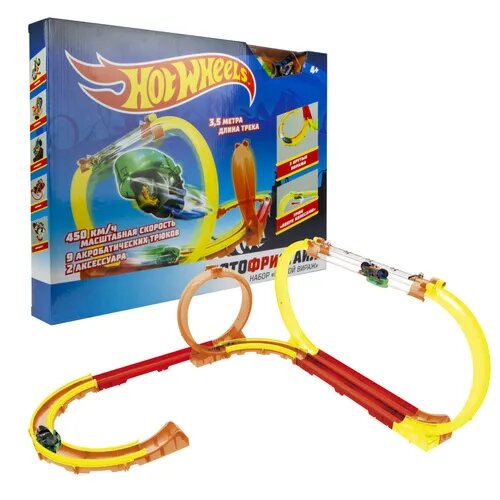 Hot Wheels Мотофристайл (в компл.: инерц. мотобайк, 15 деталей трека, 2 аксессуара для трюков)