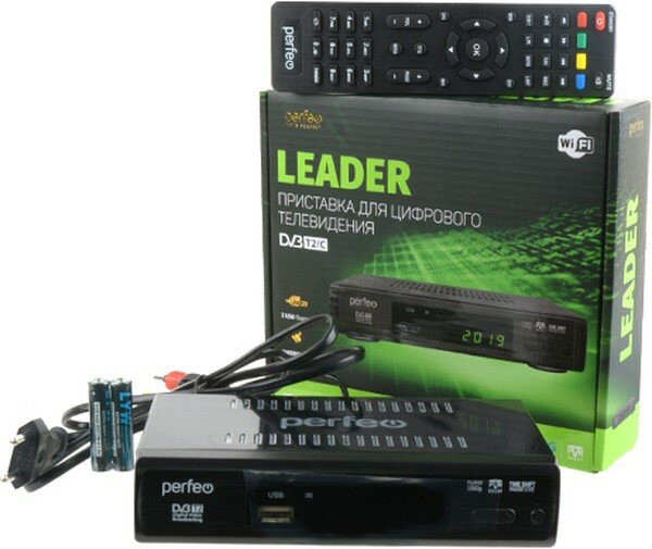 Приставка dvb-t2_ PERFEO PF_A4412 "LEADER" DVB-T2/C для цифр.TV, Wi-Fi, IPTV, HDMI, 2 USB, DolbyDigital, пульт ДУ (код 17703)