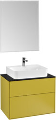 Мебель для ванной Villeroy & Boch Finion 80 см, sun matt, настенная подсветка (тумба с раковиной + зеркало)