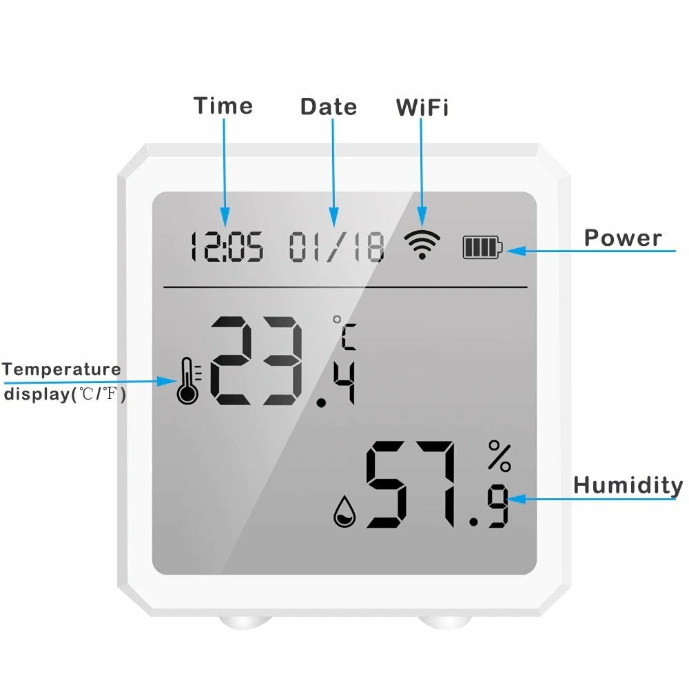 Wi-Fi датчик температуры и влажности ANYSMART, черный - фотография № 6