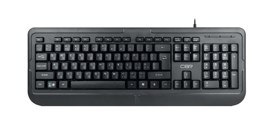 Клавиатура проводная полноразмерная CBR KB 319H, USB, 104 кл., встр. 2-портовый USB-хаб, ABS-пластик, кабель 1,5 м