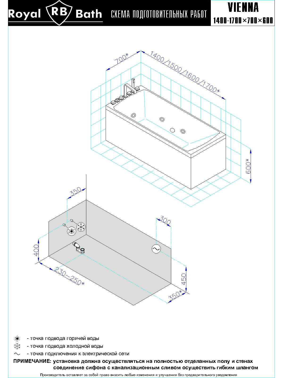 Гидромассажная ванна Royal Bath VIENNA STANDART 170x70x58 - фотография № 3