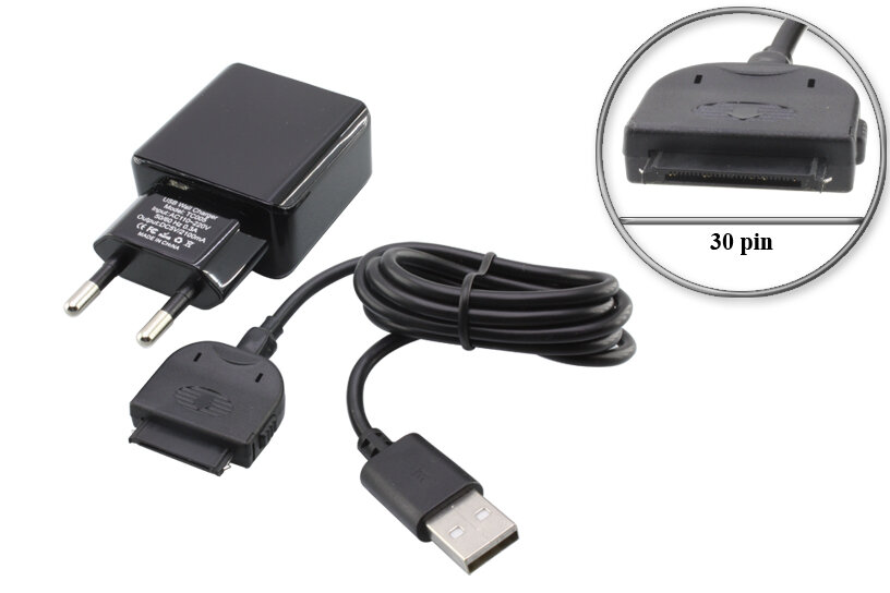 Адаптер питания сетевой (зарядное устройство, зарядка) для 3Q Qoo, DNS, 5V, 2A, с USB кабелем, 30pin (комплект), oem