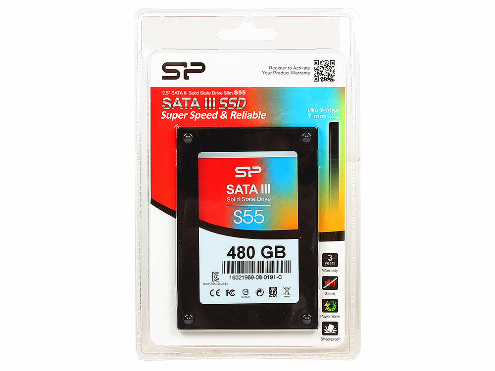 Твердотельный накопитель SSD 2.5" 480Gb Silicon Power S55 (TLC, SATA 6Gb/s) (SP480GBSS3S55S25)