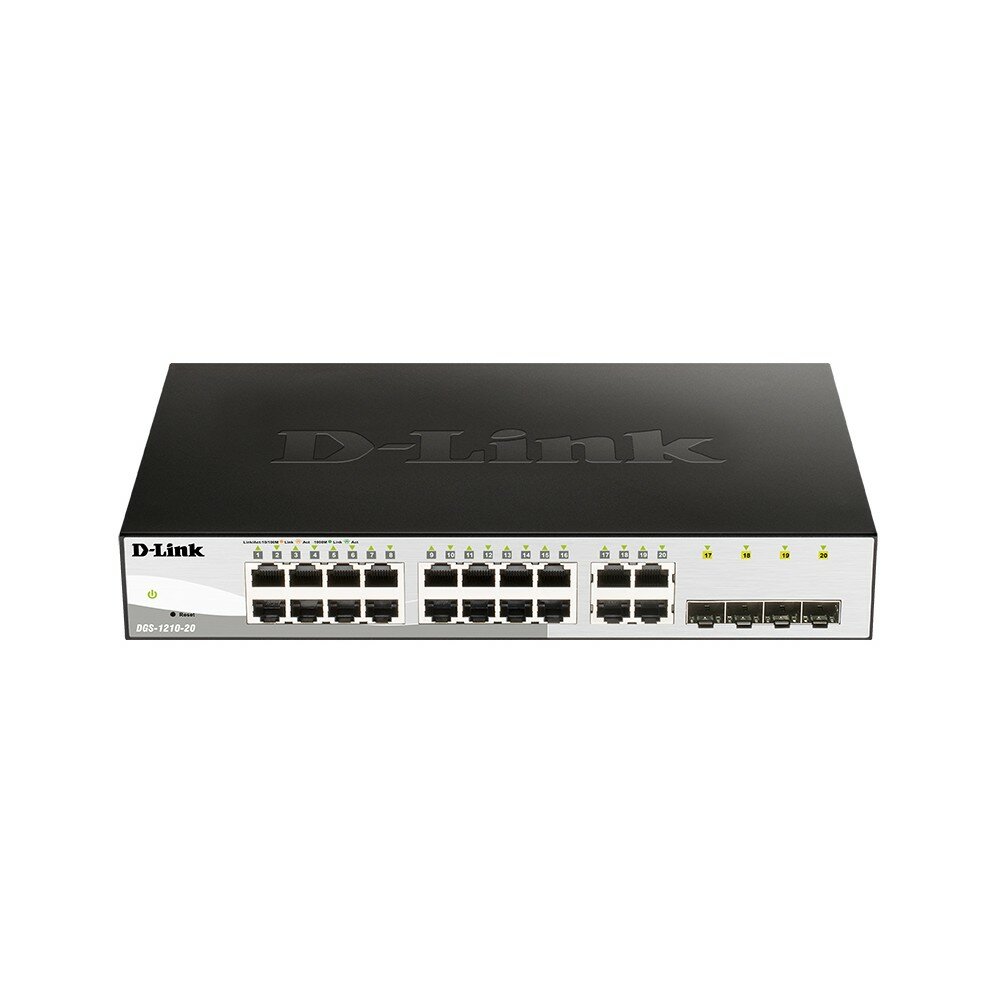 D-Link DGS-1210-20 FL1A Управляемый коммутатор 2 уровня с 16 портами 10 100 1000Base-T и 4 комбо-портами 100 1000Base-T SFP