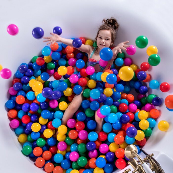 Шарики для сухого бассейна с рисунком, диаметр шара 7,5 см, набор 60 штук, разноцветные - фотография № 4