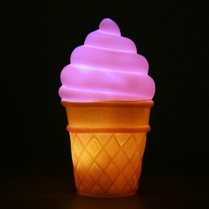 RISALUX Ночник пластик "Мороженое в стаканчике" микс LEDх1 7,5х7,5х14 см - фотография № 2