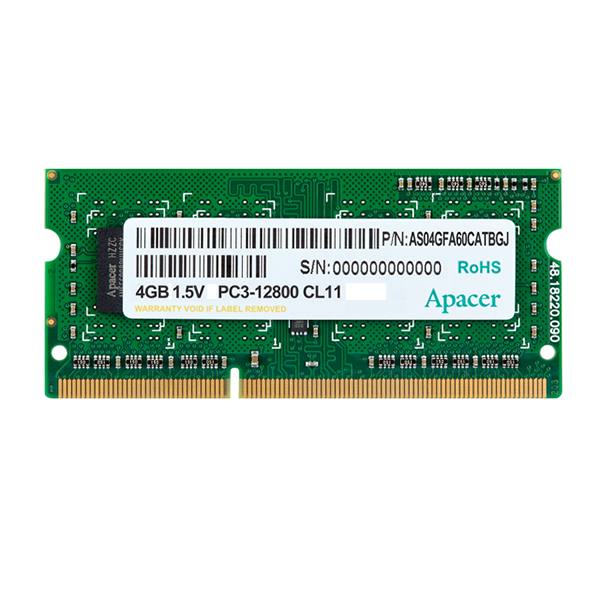 Оперативная память для ноутбука Apacer AS04GFA60CATBGC SO-DIMM 4Gb DDR3 1600 MHz AS04GFA60CATBGC