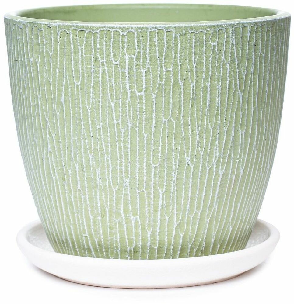 фото Горшок бетонный маракуйя оливковый D18H15