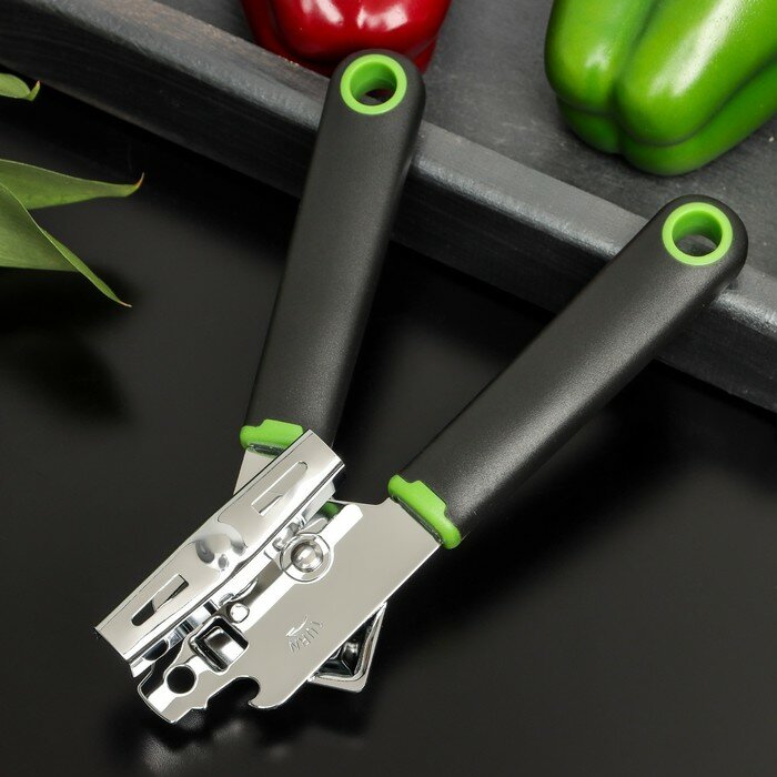 Нож консервный Доляна Lime, 20×5 см, цвет чёрно-зелёный