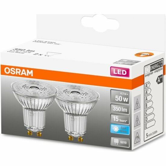 Светодиодная лампа LEDVANCE-OSRAM OSRAM LSPAR165036 4,3W/840 230V GU10 Экопак 1X2