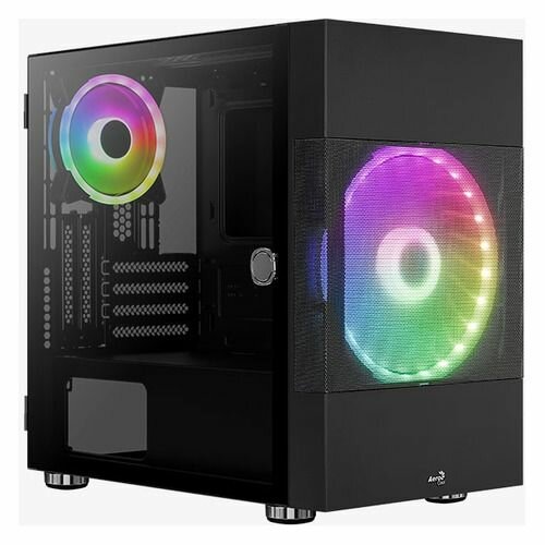 Корпус mATX Aerocool Atomic-G-BK-v1, Mini-Tower, без БП, черный