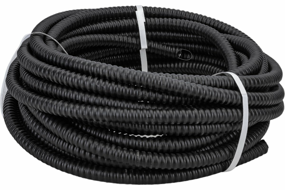 фото Урал ПАК Металлорукав ПВХ изоляции с протяжкой РЗ-Ц-П нг 15мм черный (20) МР-1201015-020