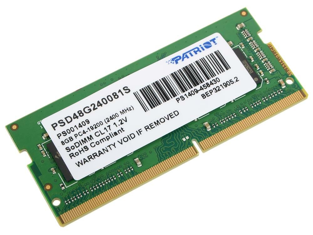 Оперативная память для ноутбука Patriot PSD48G240081S SO-DIMM 8Gb DDR4 2400 MHz PSD48G240081S