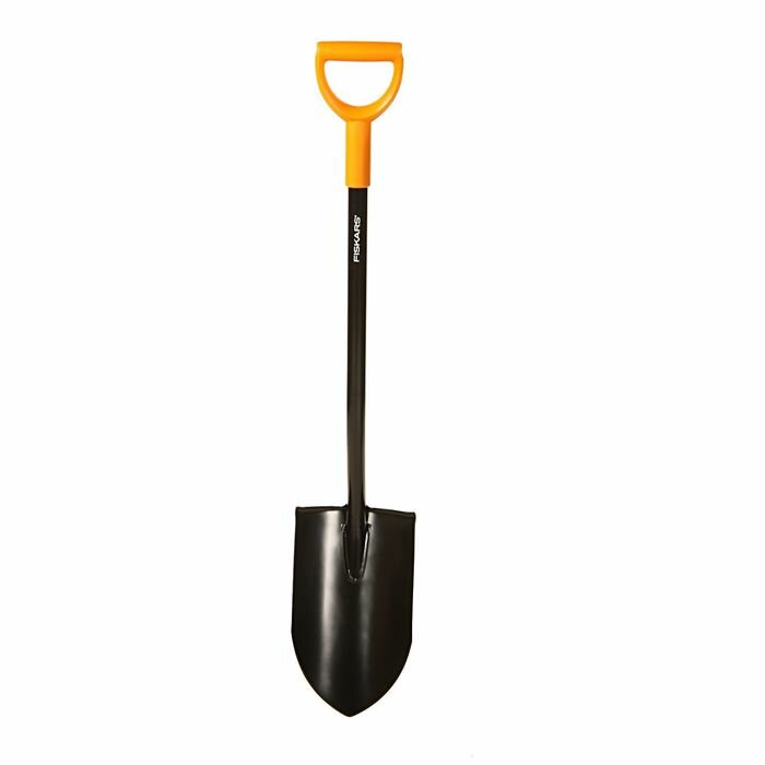FISKARS Лопата штыковая, острая, стальной черенок, с ручкой
