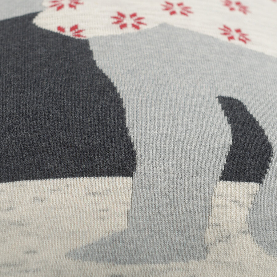 Чехол на подушку вязаный с новогодним рисунком polar bear из коллекции new year essential, 45х45 см - фотография № 5