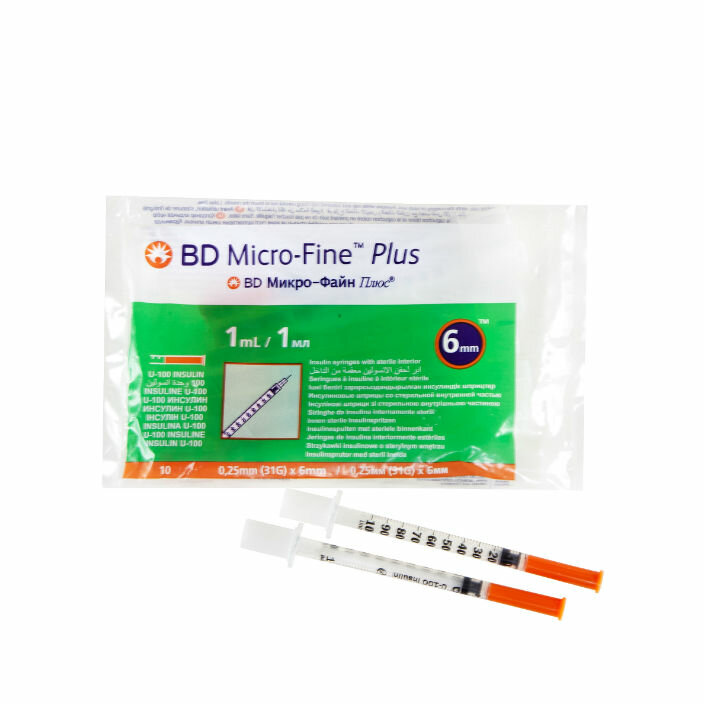 Шприц инсулиновый BD Micro-Fine Plus U-100 трехкомпонентный