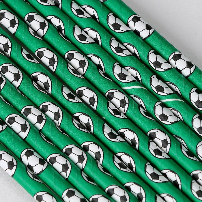 Трубочки для коктейля «Футбол», набор 12 шт., цвет зеленый - фотография № 2