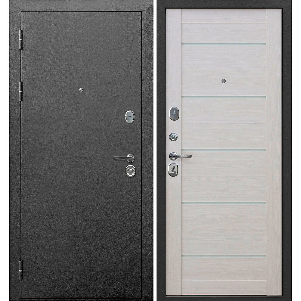 Дверь входная Ferroni 9СМ 860х2050 мм антик серебро - лиственница бежевая левая - фотография № 3