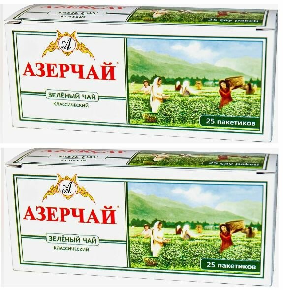 Чай зелёный Азерчай Зелёный сад 25 пак - 2 штуки