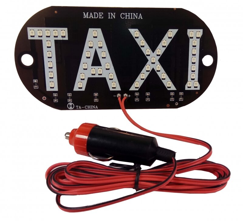Табличка "TAXI" со штекером в прикуриватель светодиодная эконом зеленая АвоськаАвто DP-158