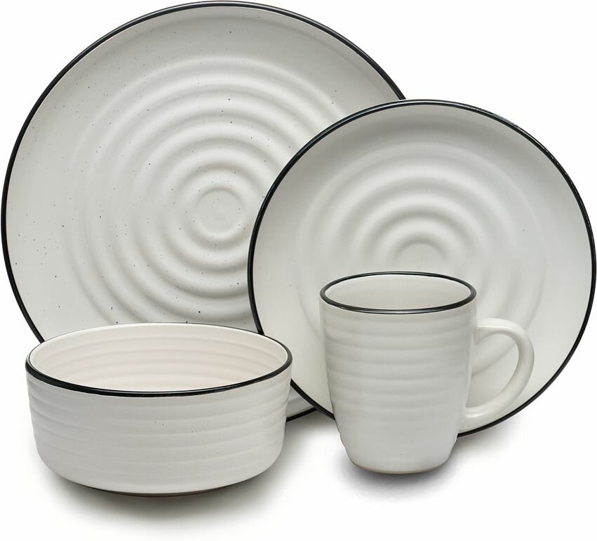 Набор посуды столовый цвет белый/черный 16 предметов