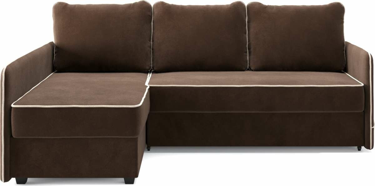 фото Диван Слим Темно-коричневый/Светло-бежевый (угол: левый) (без декор. подушек)