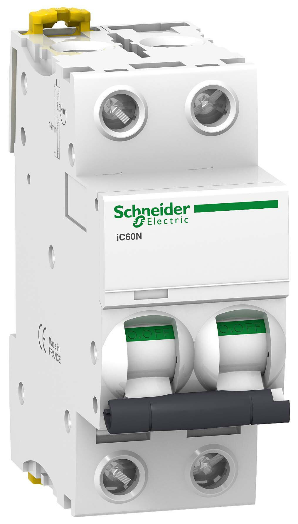 Автоматический выключатель Schneider Electric Acti 9 iC60N 2P 2А тип C 6кА/50кА 400В, арт. A9F74202