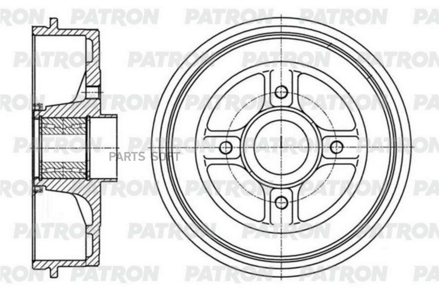 PATRON PDR1005 Барабан тормозной RENAULT Logan Sandero 04- (d203,3 mm) +подшк-цо ABS PDR1005