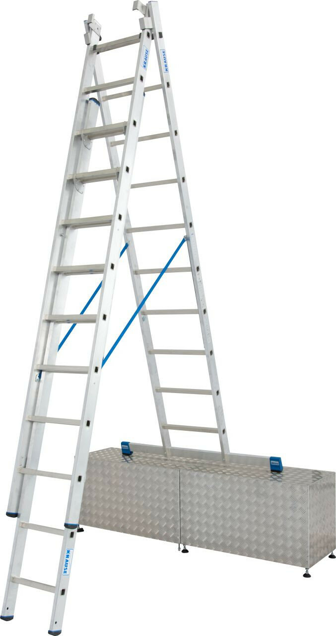 Лестница трехсекционная универсальная алюминиевая профессиональная KRAUSE STABILO 3х10 133762, 123947