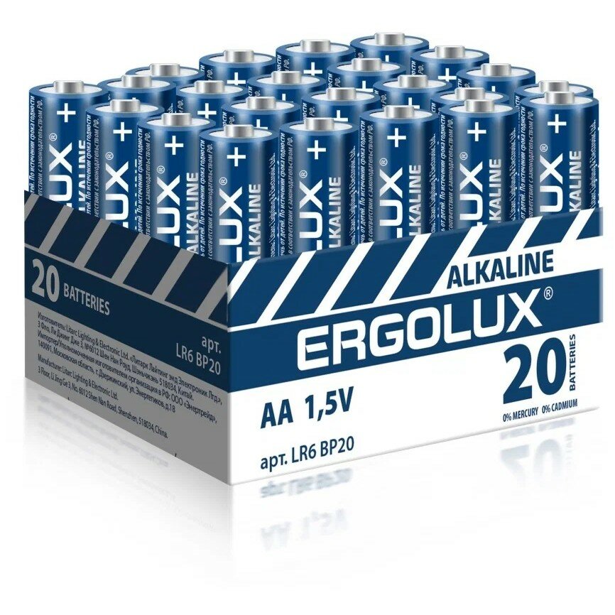 Ergolux .. LR6 Alkaline BP20 LR6 BP20, батарейка,1.5В 20 шт. в уп-ке