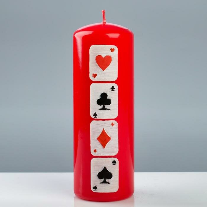 Свеча - цилиндр Покер, 7×20 см, красный