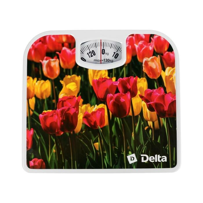 Delta Весы напольные DELTA D-9407, механические, до 130 кг, картинка "Тюльпаны" - фотография № 1