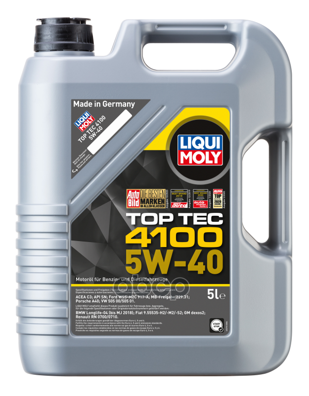 LIQUI MOLY Нс-Синт. Мот.масло Top Tec 4100 5W-40 Sn C3 (5Л) (9511) 7501